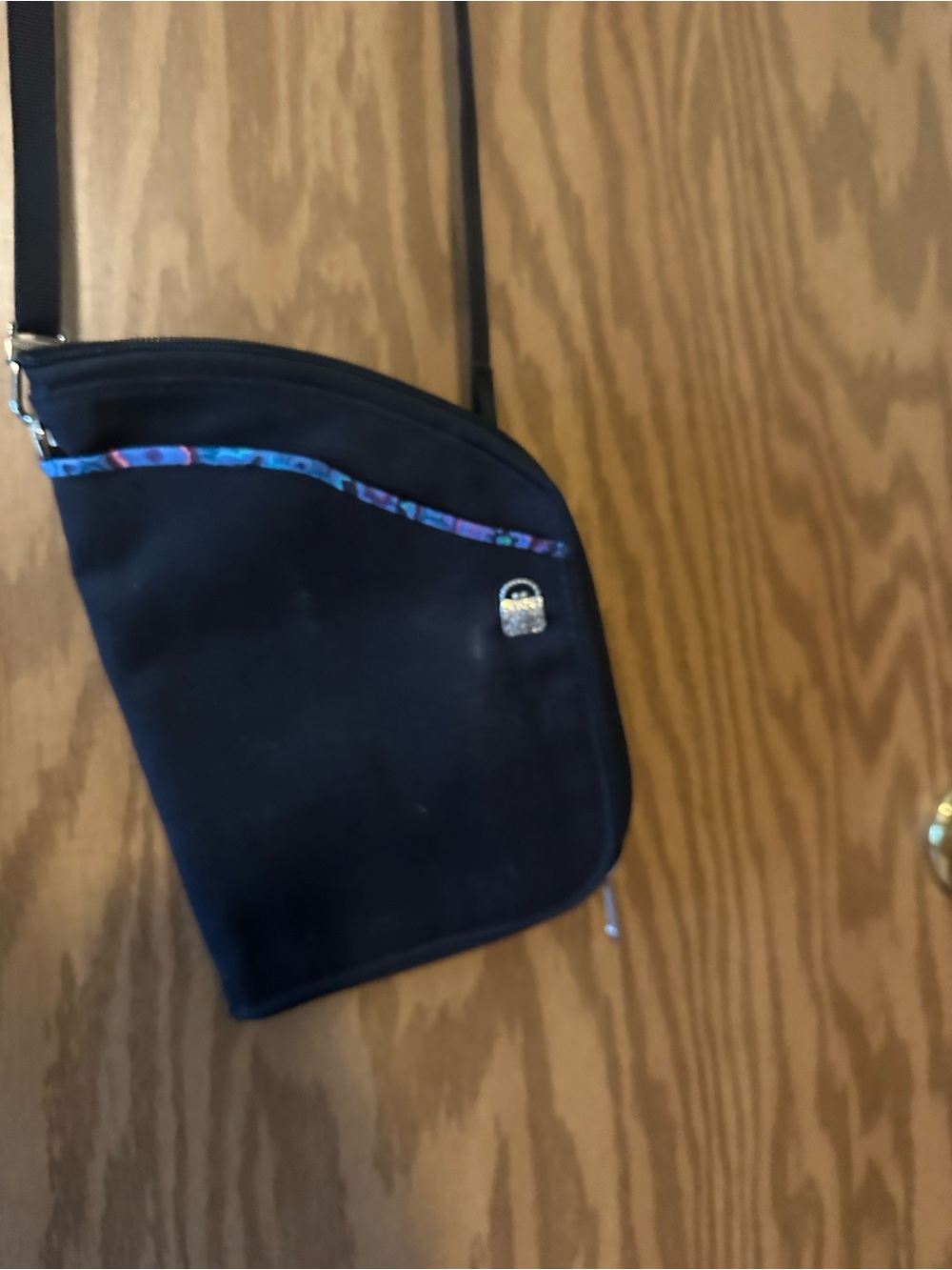Black Crossbody Shoulder Bag with Color Trim